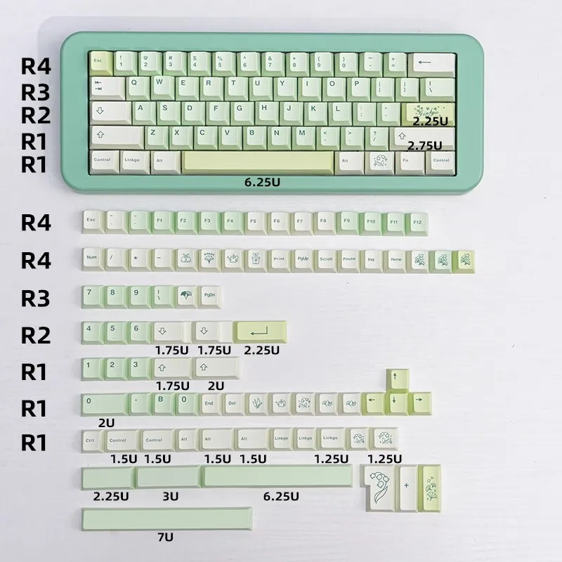 143 Keys Ginkgo Theme Keycaps for Mechanical Keyboard Custom Cherry Profile Keycaps DIY Sublimation Key caps