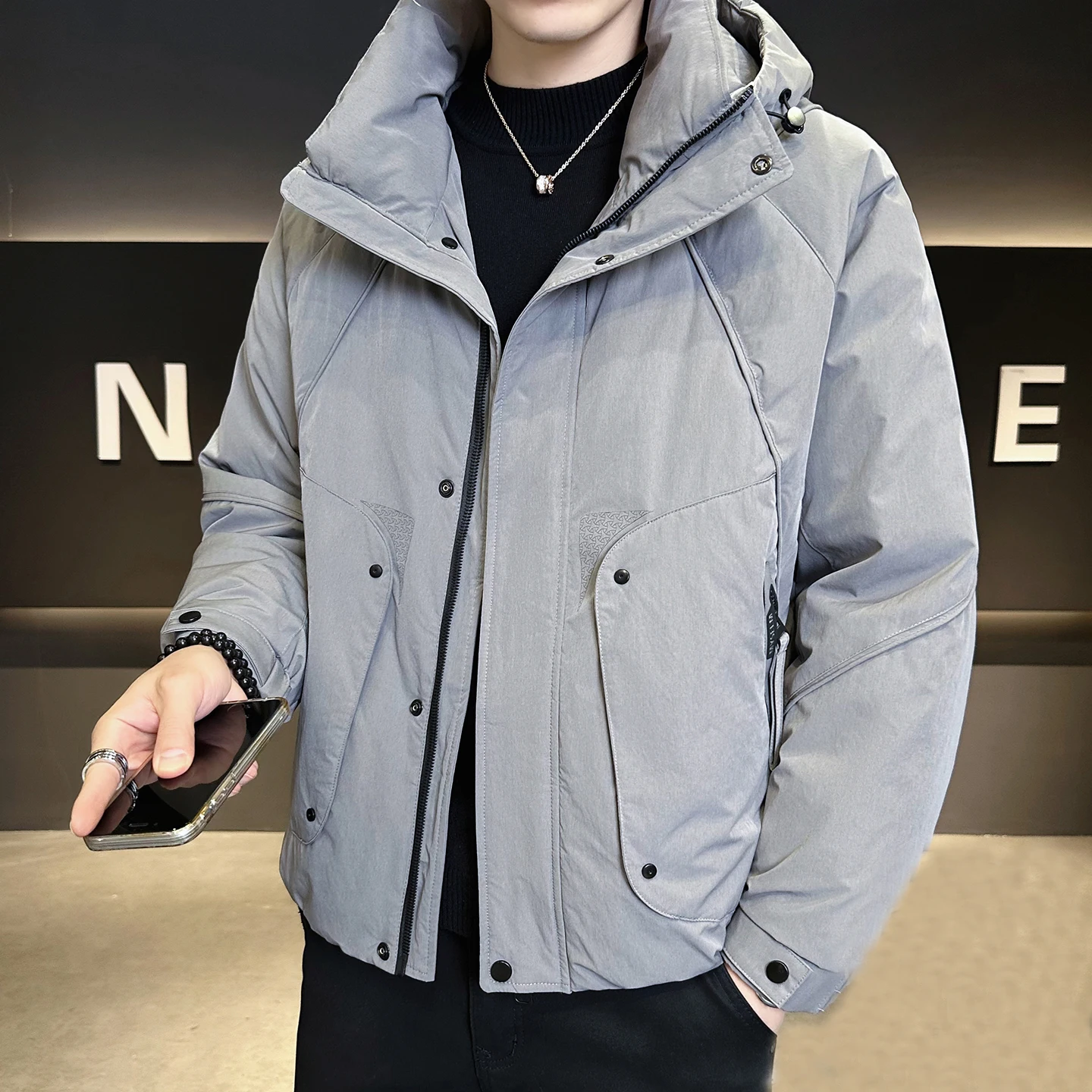 

New Casual Warm Hooded White Duck Down Jackets 2025 Winter Solid Color Puffer Coats Outwear Windproof Padded Top Parkas Clothing