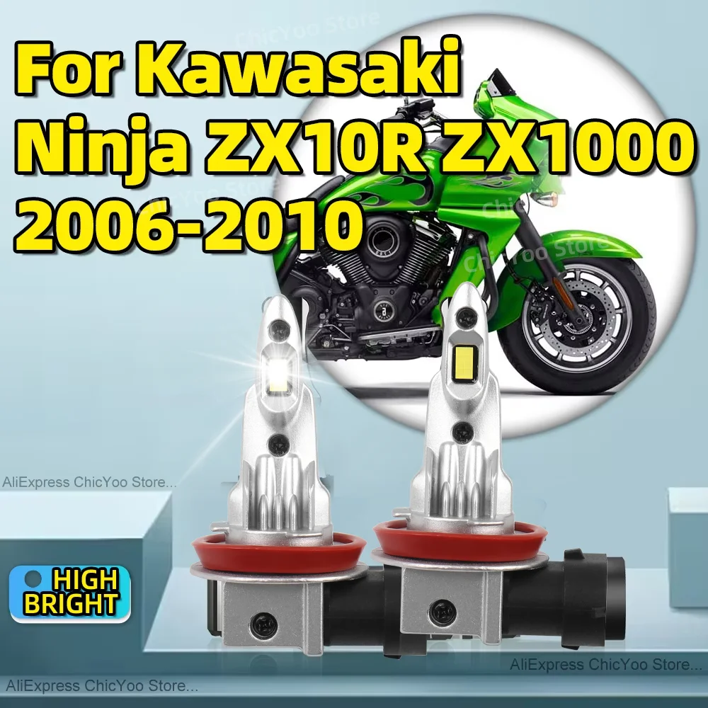 

2Pcs 12V Motorcycle H11 LED High Low Beam 30000LM Headlight Bulbs For Kawasaki Ninja ZX10R ZX1000 2006 2007 2008 2009 2010