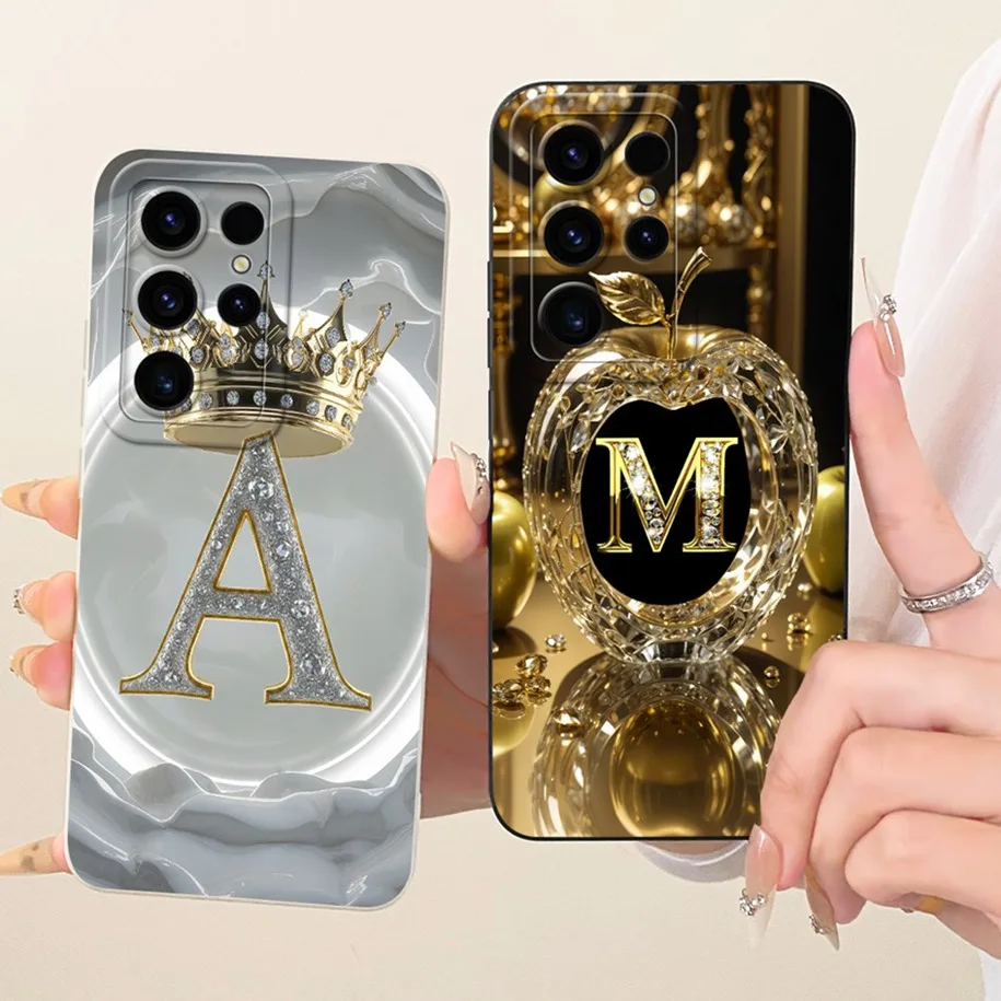 For Samsung Galaxy S24 Ultra Case SM-S928B Luxury Crown Letters Soft Silicone Couple Phone Cases For Samsung S24 Plus S24+ Cover