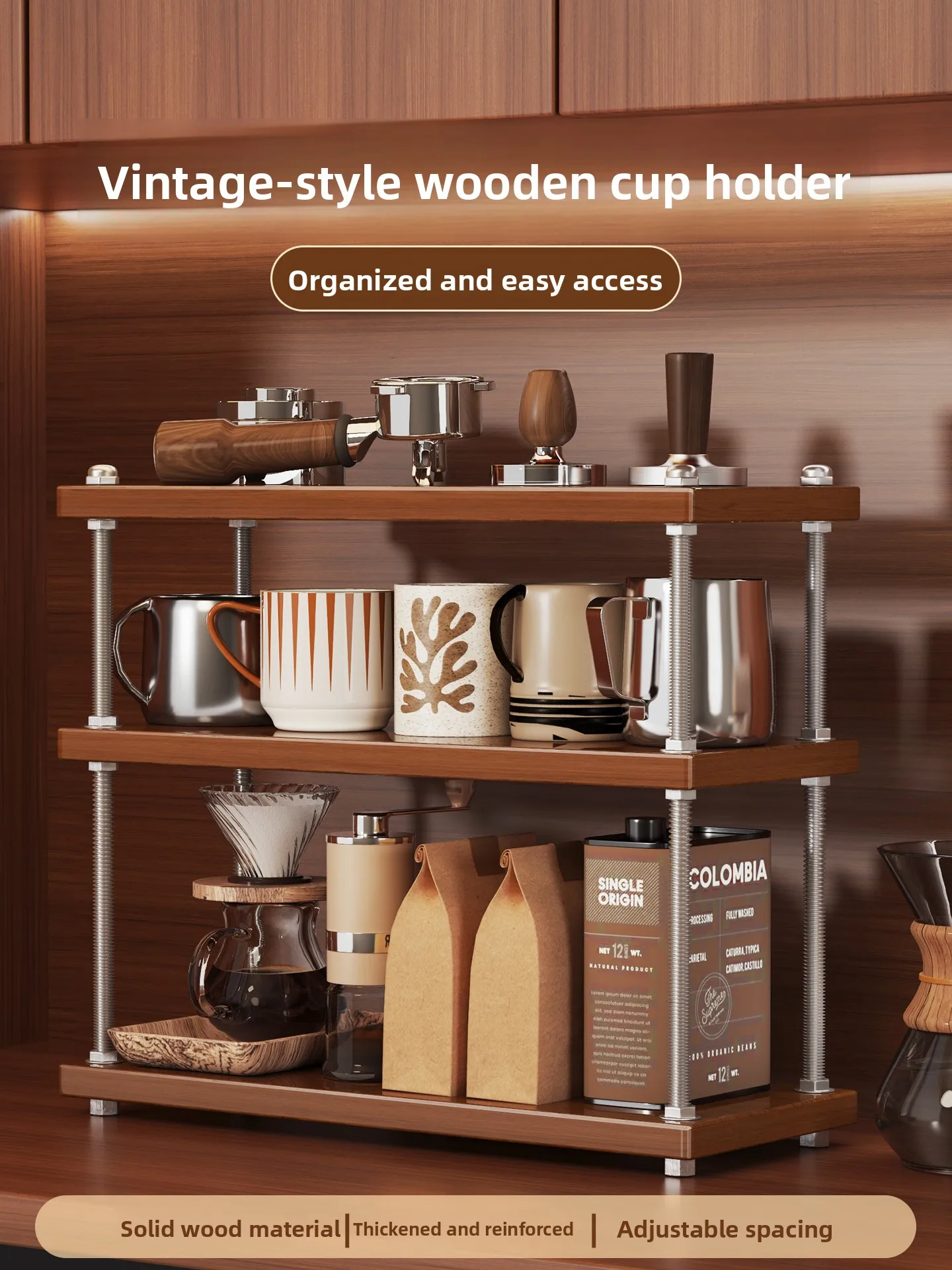 

Деревянная подставка для чашек в деревенском стиле, полка для хранения кофейных и чайных чашек, органайзер для ванной комнаты в классическом стиле от Suo Bai