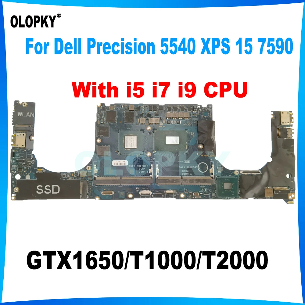 

LA-H331P Материнская плата с процессором i5 i7 i9 GTX1650/T1000/T2000 с графическим процессором для Dell Precision 5540 XPS 15 7590, материнская плата для ноутбука, 100% тест