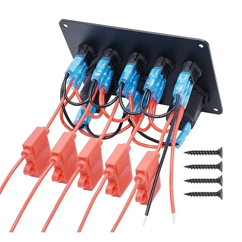 شاحن سيارة عين القطة 5-عصابة، لوحة عرض الجهد للمركبات 12 فولت/24 فولت