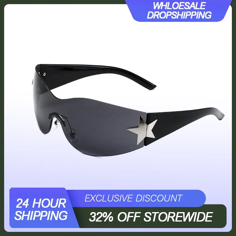 Fashionable Wrap Sunglasses for Cycling Unisex Star-Design Shades with UV400 Protection Trendy Eye Gear for Outdoor Adventures