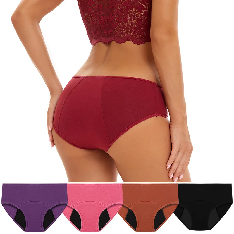 3 pcs European Size Women's Low Waist Menstrual Underwear 3-Layer Leak Proof Physiological Pants Comfortable Menstruation Briefs