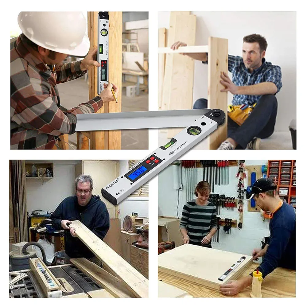Pencari Sudut Digital 400mm/16 inci 0-225 °   Protractor Spirit Level dengan Level Bubble |   Alat Ukur Presisi untuk Pertukangan Kayu, Konstruksi