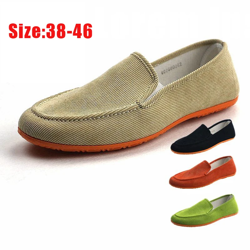 Stijlvolle Oranje Onderkant Papa 'S Loafer Heren Canvas Sneakers Comfortabele Heren Casual Rijschoenen