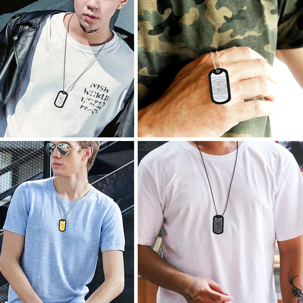 U7 مخصص سانت مايكل علامة القلائد الفولاذ المقاوم للصدأ سانت رئيس الملائكة قلادة الشجاعة حماية النص نقش مجوهرات للجنسين هدية