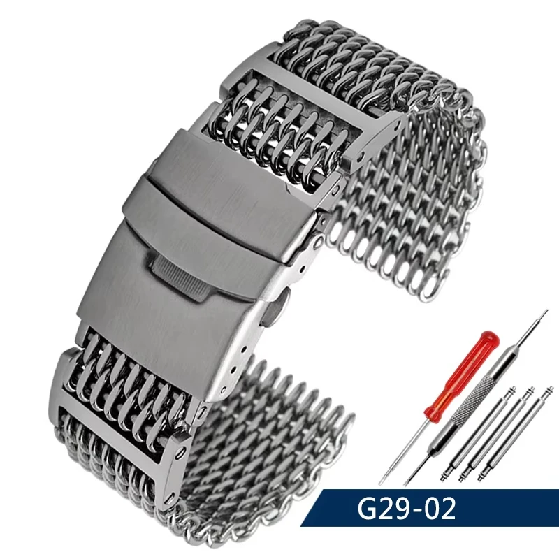 20/22/24 mm Steel Dive Shark Mesh für Milanese Watch Armband Strap Band Weben Double Snap Strap für Breitling Omega 6