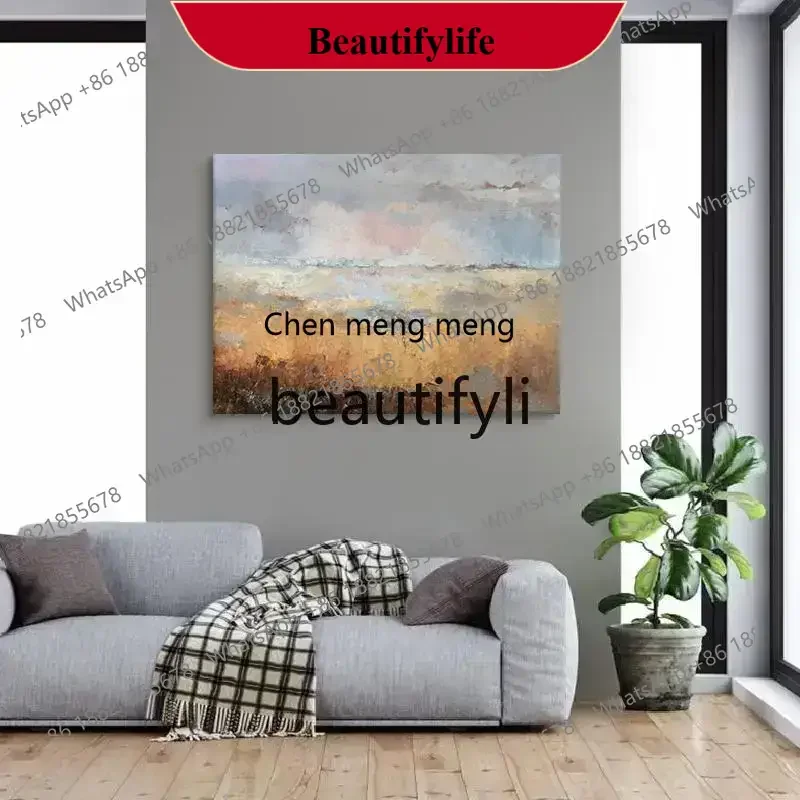 D178  Advanced bedroom hand-painted oil painting, custom living room background wall landscape hanging painting