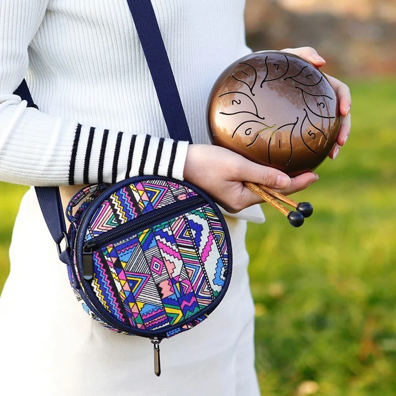 5.5Inch Steel Tongue Drum Bag,Ethereal Drum Bag,Handpan Drum,Sanskrit Drum Bag,Hand Shoulder Bag Easy To Use