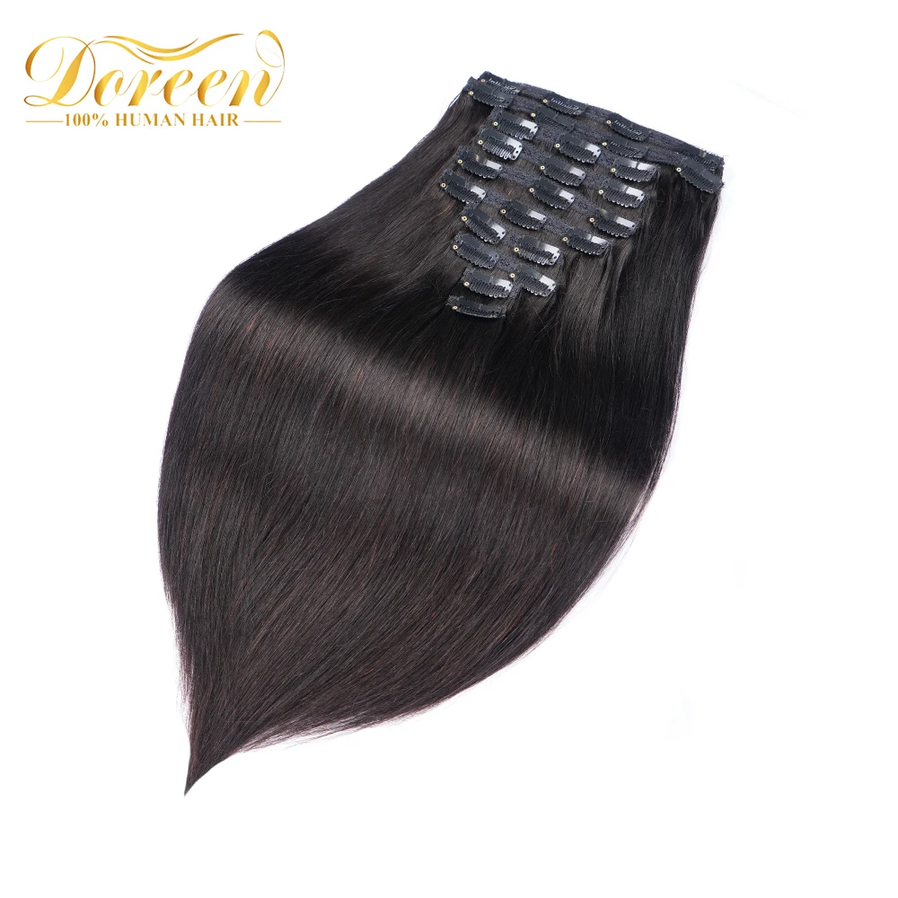 Doreen 160G 200G 240G Volume Series Brazilian Machine Remy Straight Clip In Human Hair Extensions  Full Head 10Pcs 16 to 24 Inch