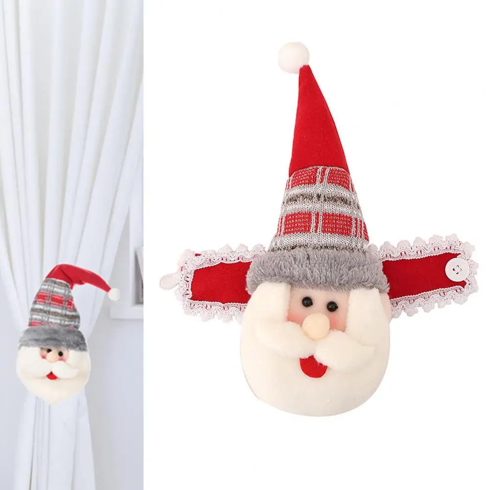 Durable Christmas Curtain Holders Festive Christmas Curtain Buckle Set with Santa Claus Snowman Reindeer Holdback Fasteners