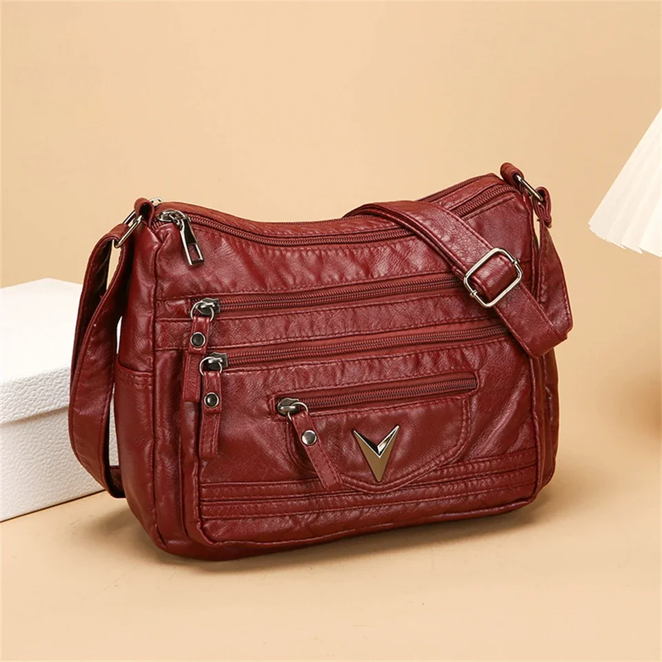 

Vintage Leather Luxury Purses and Handbags High Quality Women's Bag Design Multi-pocket Ladies Crossbody Shoulder Bags