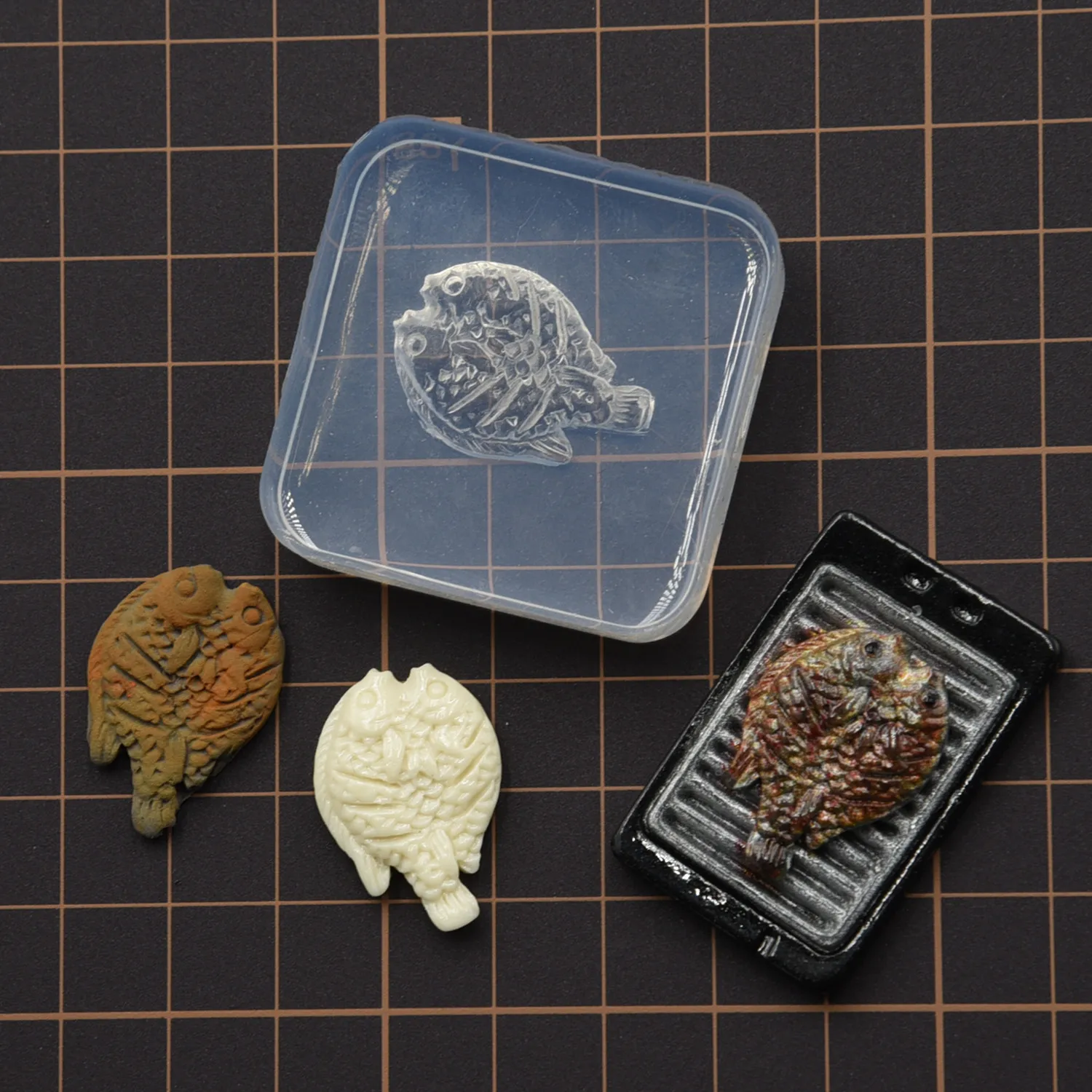 Mini Cute Roast Fish Silicone Molds for Pottery Clay Doll House Food Toy Resusable DIY Mold Kitchen Crafting Accessory