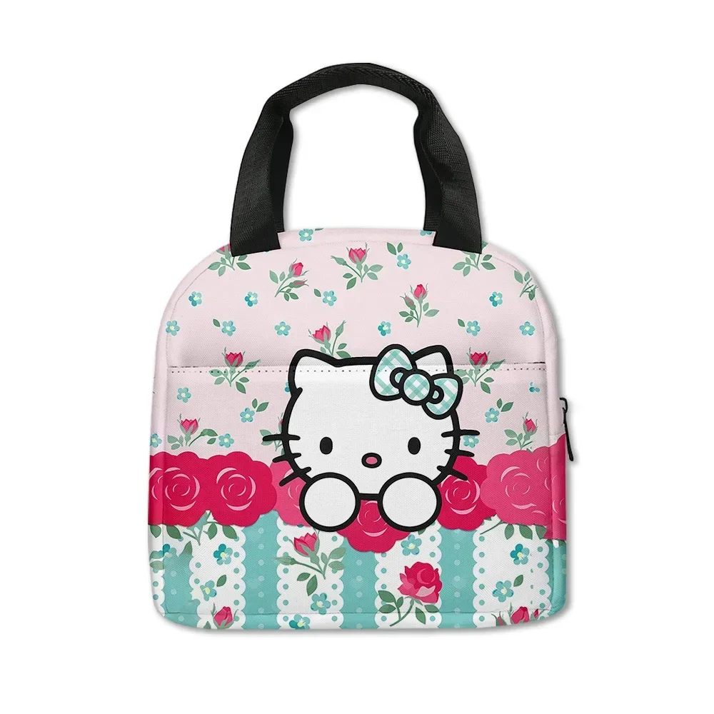 Sanrio Hello Kitty Kuromi Elementary School Students Junior High Cartoon Cute Lunch Bag Large Capacit Portable KT Bento Bag