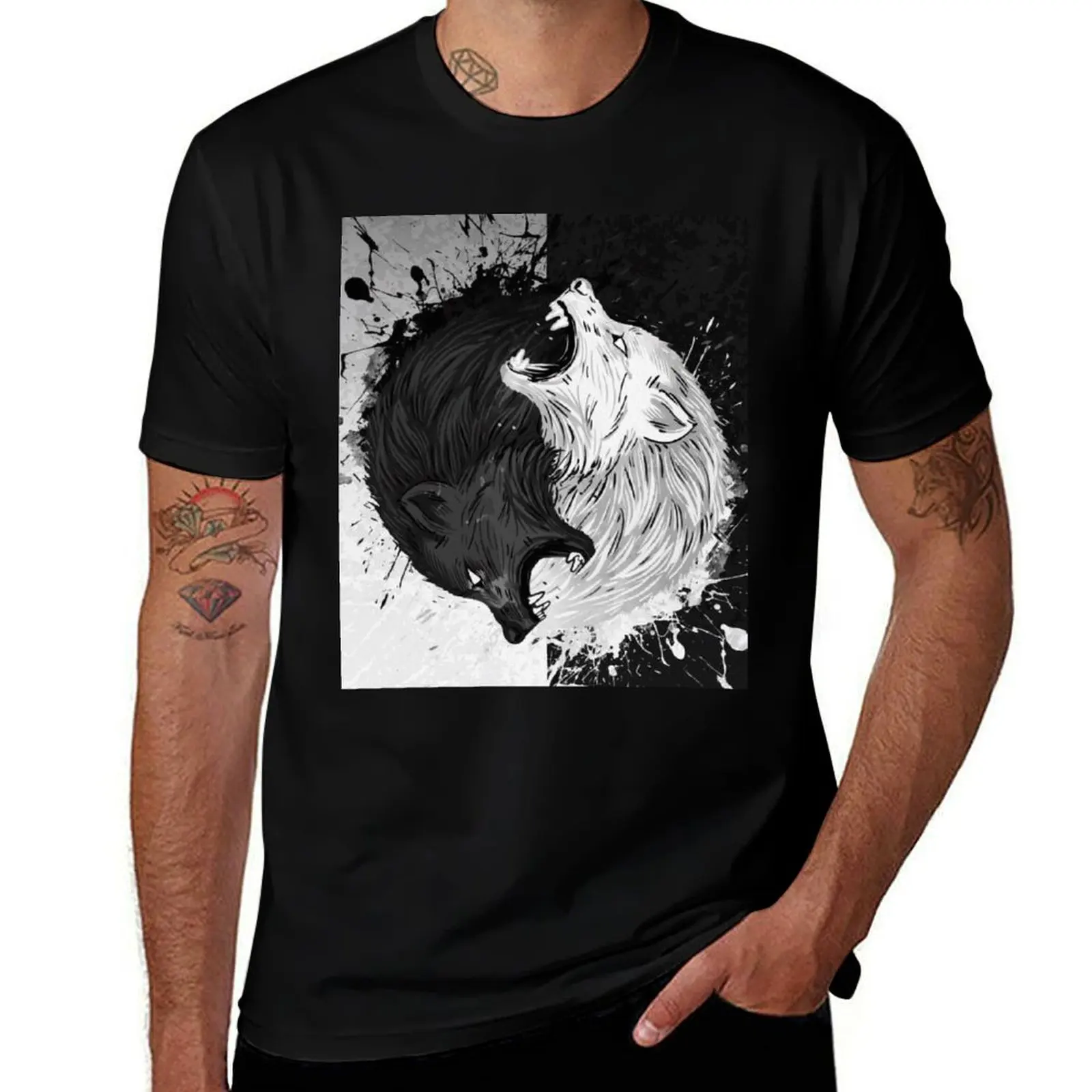 howling wolf T-Shirt Classic Print Short Sleeve Shirt T-Shirt