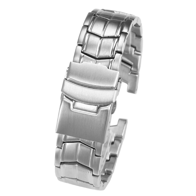 Solid Stainless Steel Genuine Wristband For CASIO Edifice EF-524 Watch Strap Bracelet Men Watchband Silver EF524D Safety Clasp