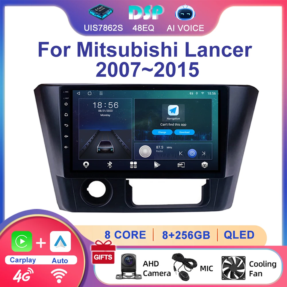 Android GPS WIFI 4G Carplay Auto 9 Inch Car Navigation Stereo Touch Car Multimedia Player Radio For Mitsubishi Lancer 2007~2015