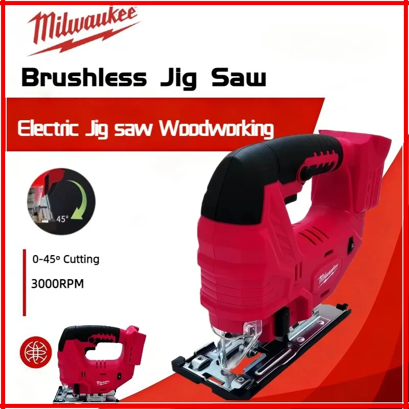 

Milwaukee 3000RPM Brushless Curve Saw Cordless Electric Jig Saw Portable Adjustable Woodworking Power Tool 18V