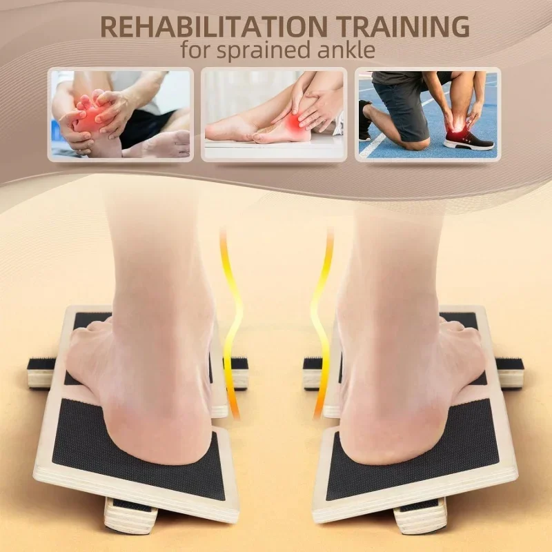 Physiotherapie Haltungskorrektur Einzelfuß Balance Board Knöchelstärkungsgerät Exerciser Verstauchtes rutschfestes Holz Wackelbrett – Detail 6