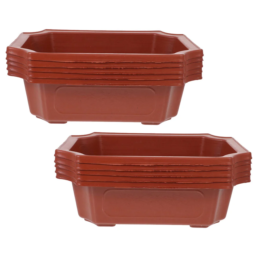 

10 Pcs Bonsai Pot Rectangular Planter Ornament Pots Garden Container Gardening Large Home Flowerpot Indoor Box Elderly