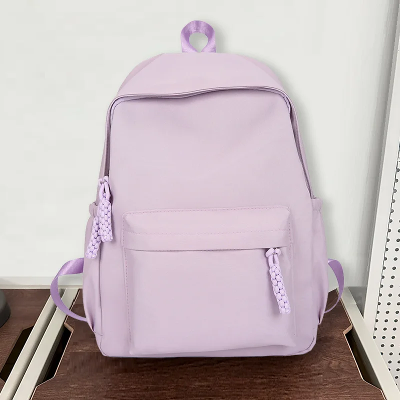 Soft Backpack with Hand-woven Rope Zipper Pulls School Backpack Large Capacity Casual Daypack for Students Daily Travel Use