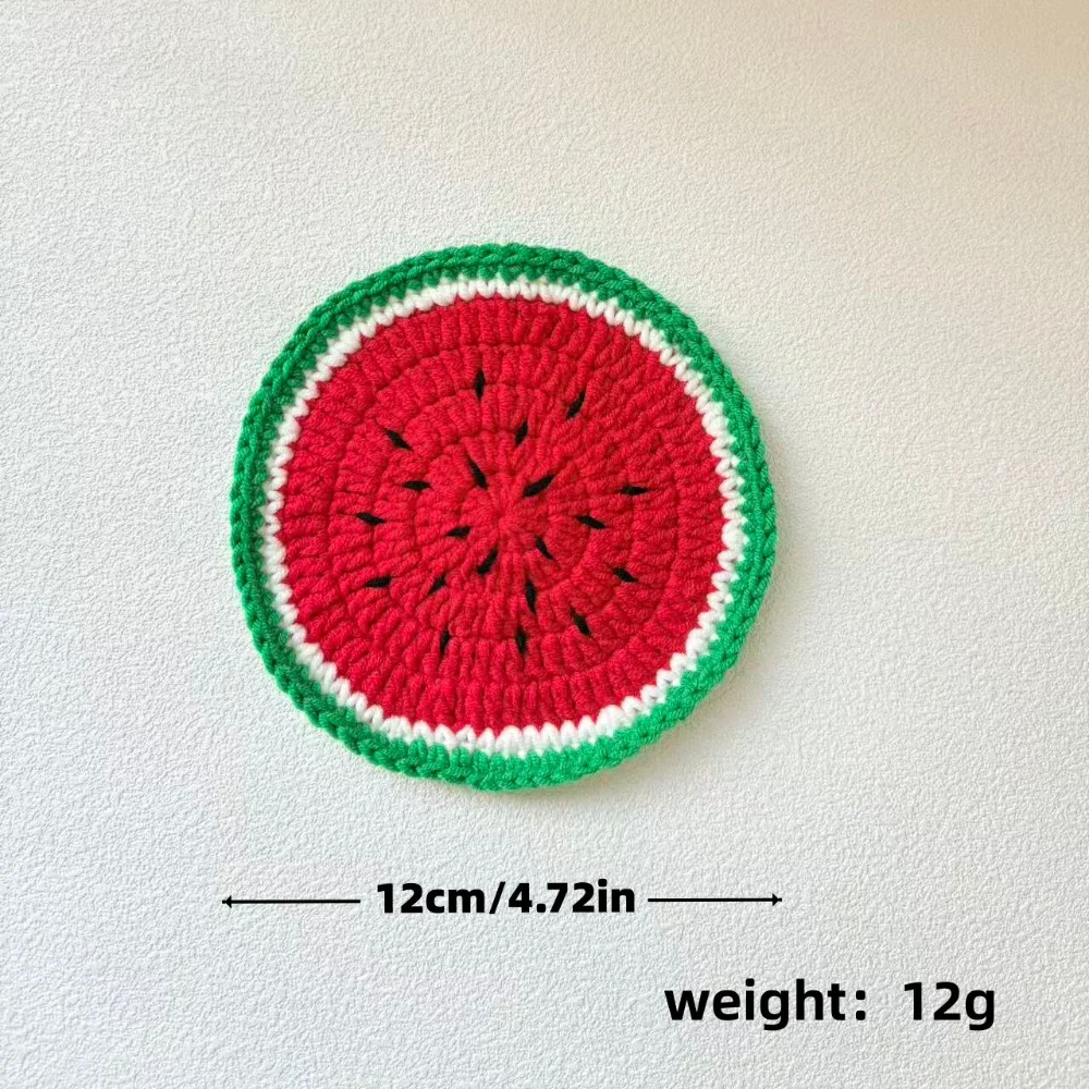 Yarn Crochet Fruit Coasters Fruit Shaped Handmade Crochet Knitted Cup Mats Soft Lightweight Heat Insulating Fruit Cup Coasters