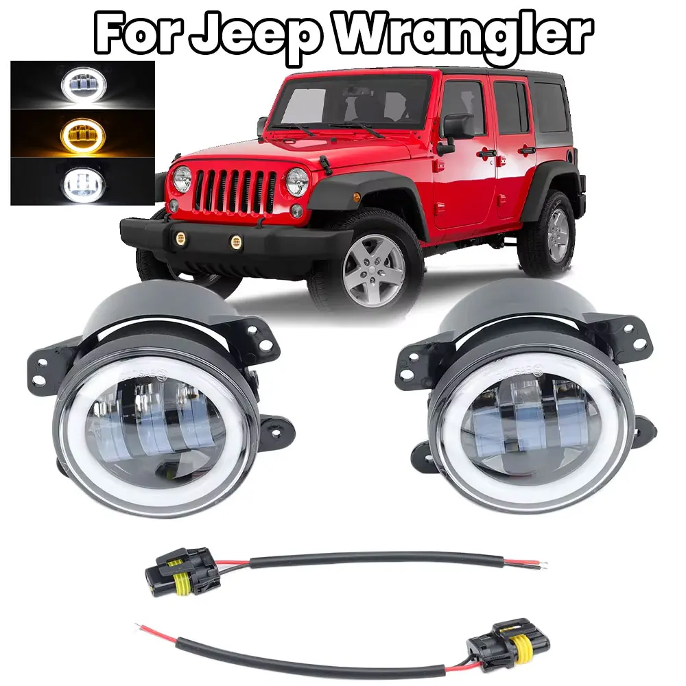 

Светодиодные противотуманные фары для Jeep Wrangler JK TJ LJ для Dodge для Chrysler White DRL Янтарные указатели поворота Светодиодные противотуманные фары пара аксессуаров
