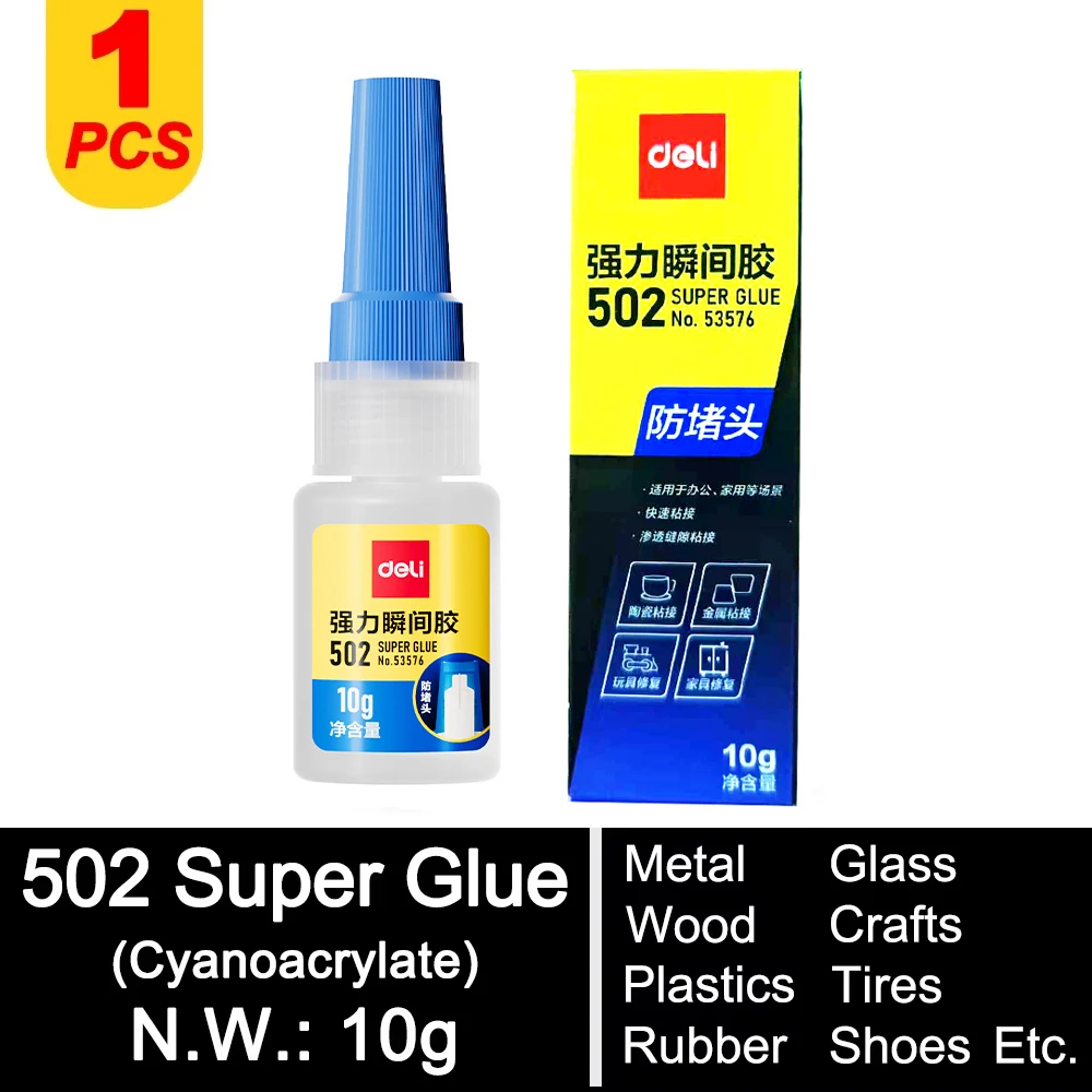 Deli 502 Superlijm Professioneel Sterk Snel Snel zelfklevend Cyanoacrylaat Hardware Metaal Auto's Hout Ambacht Hobby Seconden Bond