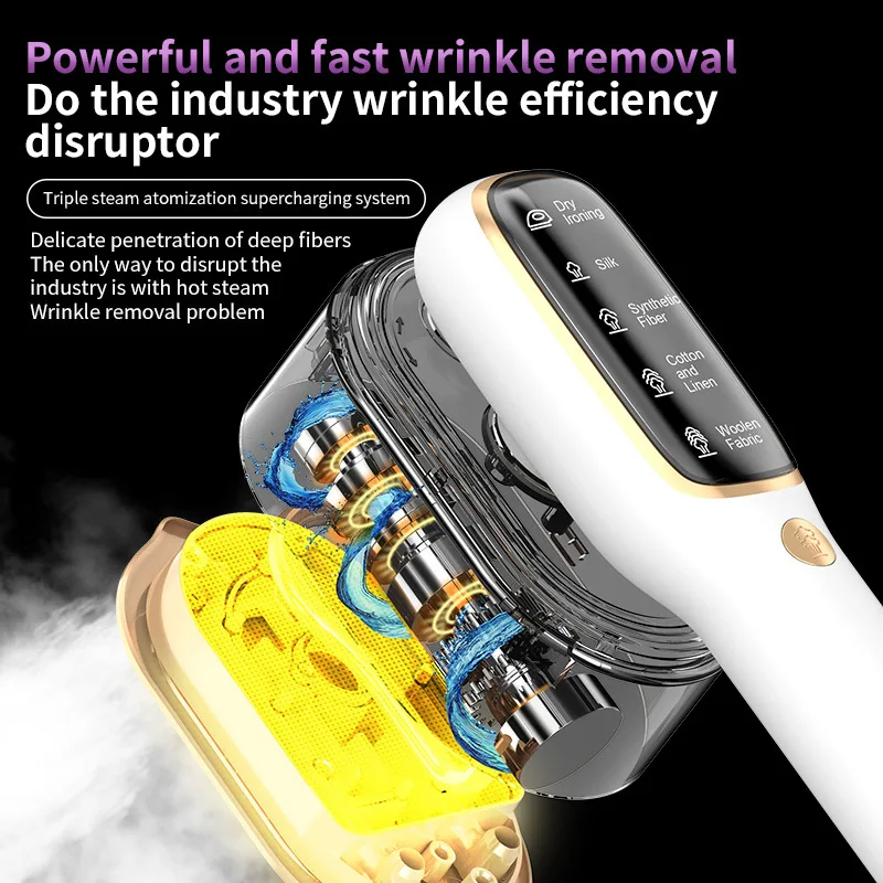 مكواة بخار محمولة 110 فولت-220 فولت مُبخّر ملابس محمول قابل للطي 5 سرعات تعمل باللمس مكواة كهربائية دوارة 1000 وات للأدوات المنزلية