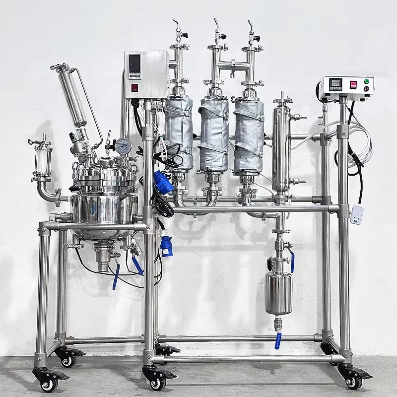 5L Double Layer Stainless Steel Rectification Reactor with Multi Section Columns for Heating Distillation Laboratory