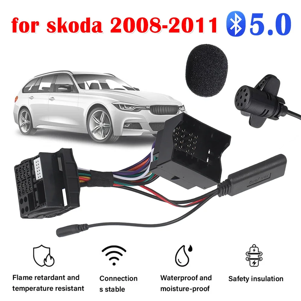 

Aux Adapter Harness Wire Bluetooth-compatible Radio Wiring Harness Handsfree Wiring Harness Connector for VW Passat Jetta Touran