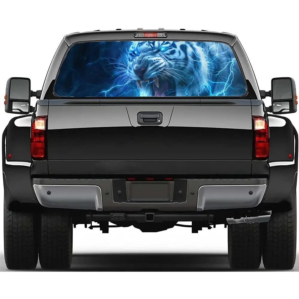 

Lightning Shining White Tiger, Wrath of Thunder Car Rear Window Sticker, Suitable for Trucks and Cars, Car Vinyl Wraps Decal Dec