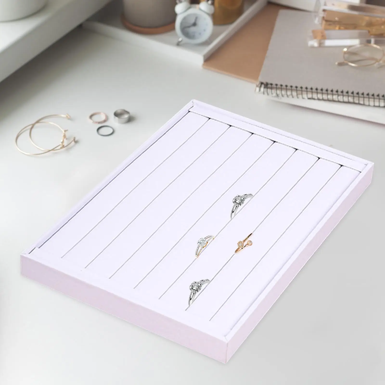 صينية المجوهرات، صينية عرض منظم المجوهرات لعرض كونترتوب غرفة النوم المنزلية، 7 فتحات، صينية حلقات