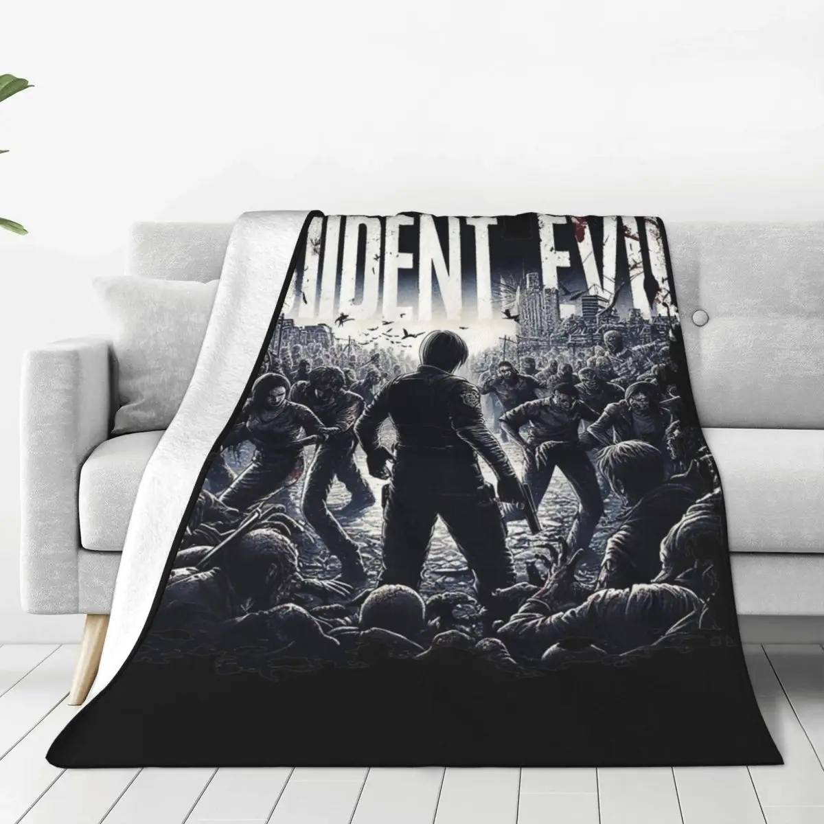 Leon Scotts Kennedy Surrounded By Zombies Residents Evils Blanket Fleece Winter Throw Blanket for Home Office Rug Piece