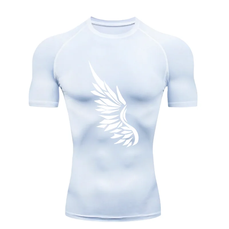 Wing Pattern 2026 Men's Sports T-shirt Training Fitness Compression Workout T-Shirt Rashguard Tops Short Sleeve Athletic Tees