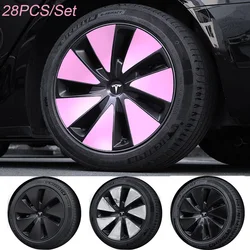 28PCS/Set Car Wheel Rim Stickers for Tesla New Updated Model 3 Highland Anti-scratch Tire Protective Sticker Rim Decoration Film