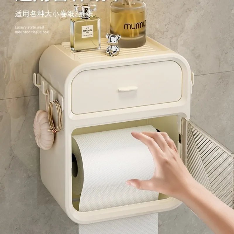 Toilet toilet carton Wall-mounted tissue box No punching Waterproof pumping carton paper roll paper