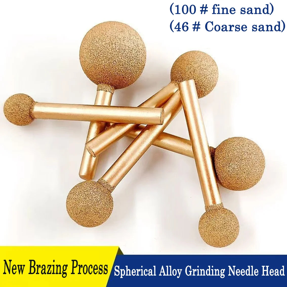 1Pcs 12/14/16/18/20/25mm Ball Brazed Diamond Grinding Jade Peeling Stone Carving Grinding Head for Polishing Rotary Tools