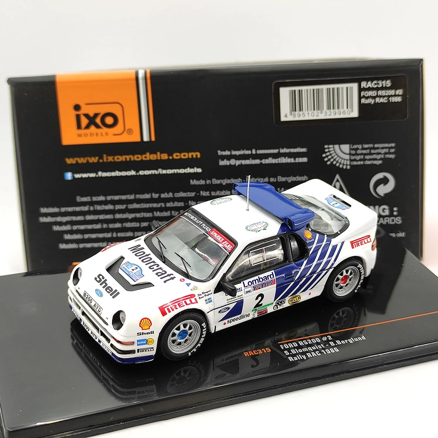 

IXO 1:43 Scale Diecast Alloy 1986 Ford RS200 #2 Racing Toys Cars Model Classics Nostalgia Adult Gifts Souvenir Static Display