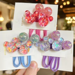 2PCS Cartoon Mouse Head Lovely Girls Elastic Hair Bands Princess Hair Accessories Children Hair Ties Baby Headwear