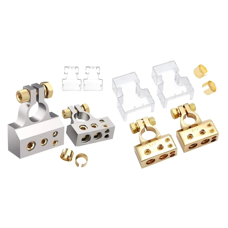 1 Pair Positive Negative  Ends  Terminal Connectors with Clear Covers Shims for Auto Caravan Marine Boat