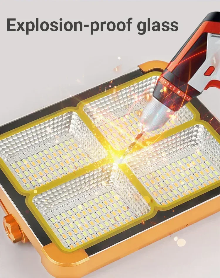 New Rechargeable Solar Camping Light Outdoor Portable LED Lamp With Hook Floodlight Solar Powered Super Bright Lantern Emergency