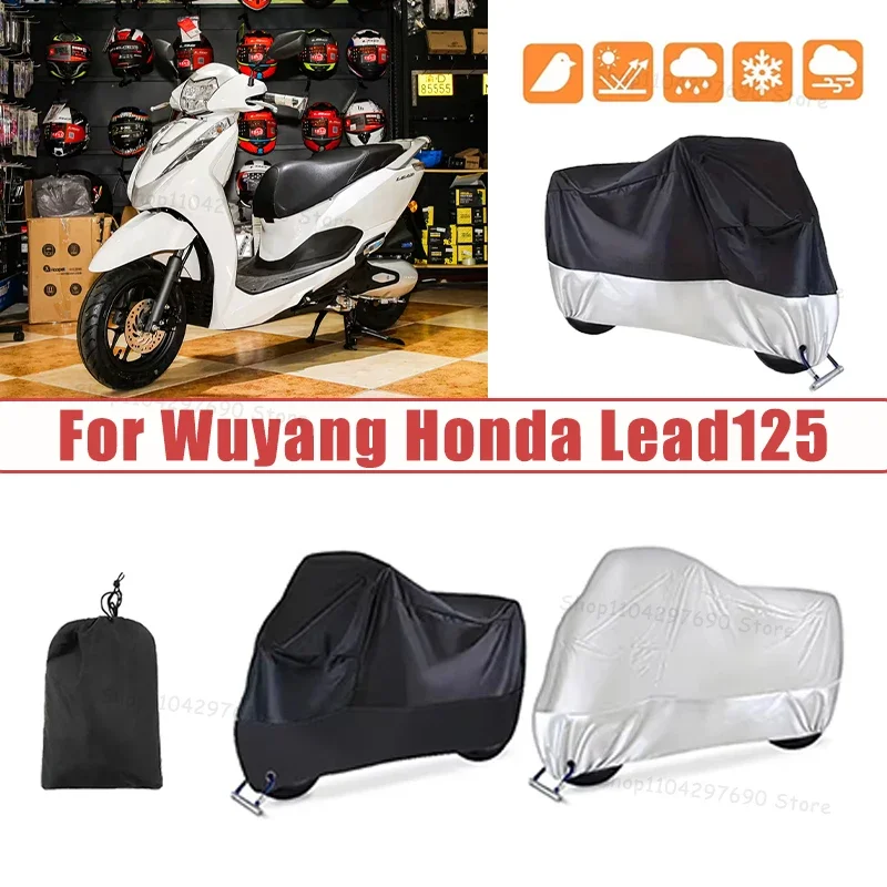 210D Oxford Motorcycle Cover Waterproof All Season UV Protection For Wuyang Honda Lead125 Anti-Tear Windproof Motorbike Cover