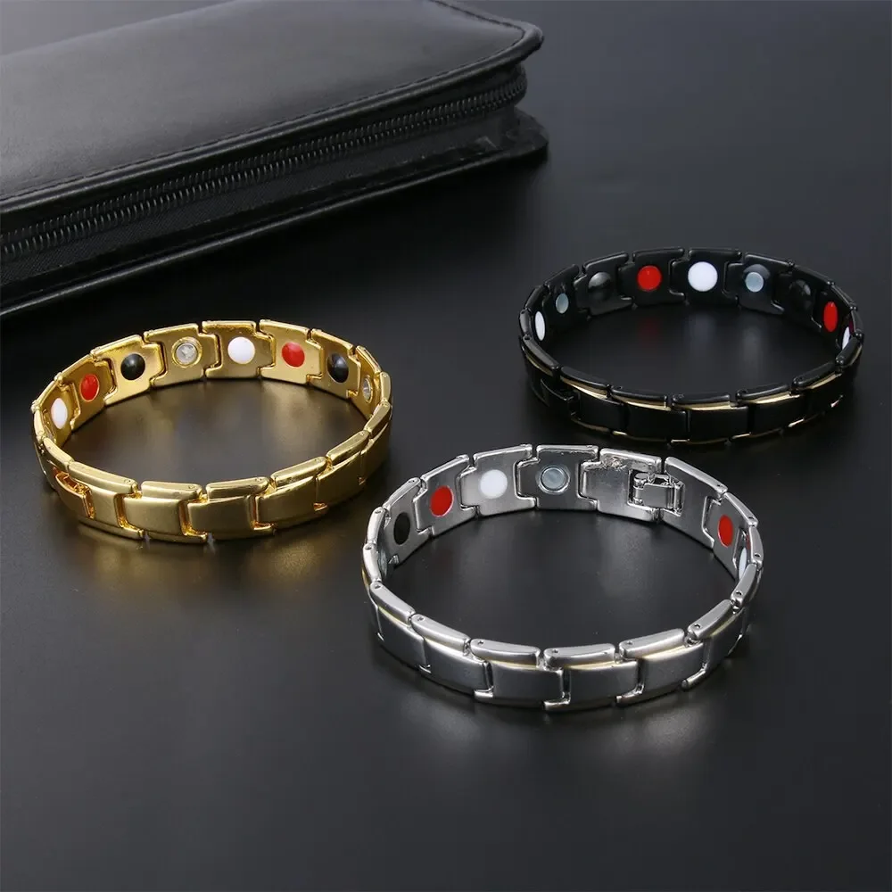 Fashion Round Detachable Magnetic Bracelets For Men Women Gold Silver Magnetic Therapy Metal Bracelet Party Daily Jewelry