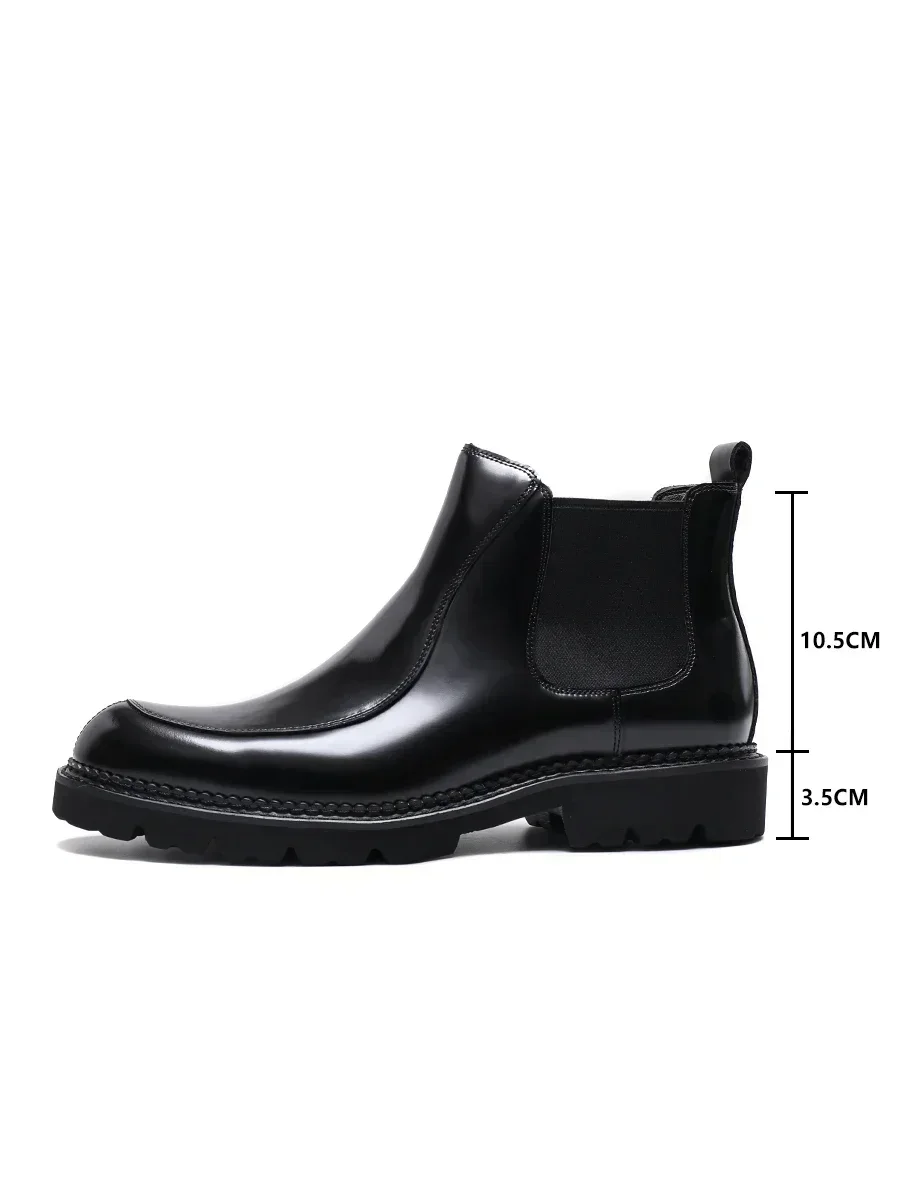 2025 New Business Casual Men's Boots Thick-soled High-top Leather Fashion Short Boots Men's Shoes
