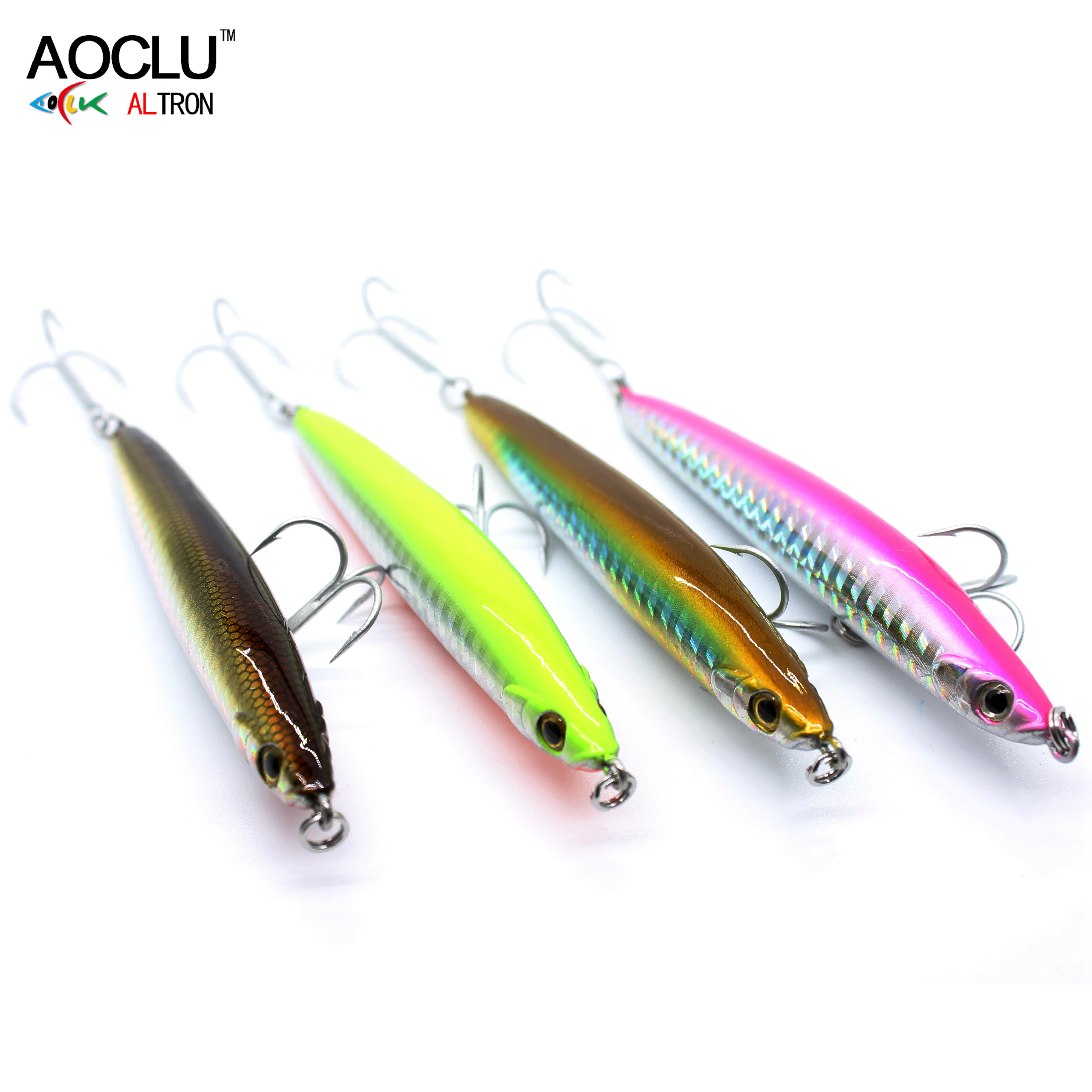 AOCLU Sinking Stick 95mm 17g Hard Bait Minnow Wobbler VIB Pencil Lures UV Painting Rattle Sound Easy Cast All Round Bass Killer