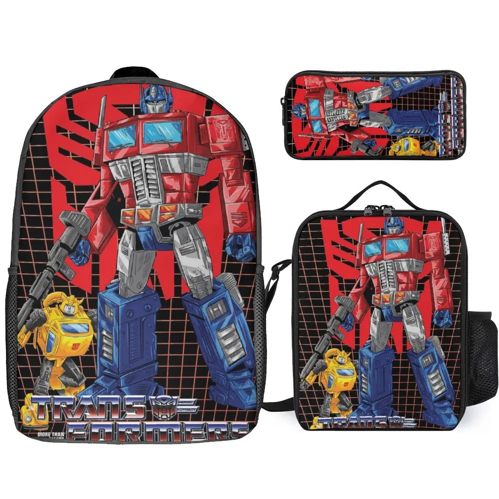 

3 in 1 Set 17 Inch Backpack Lunch Bag Pen Bag Black Decepticon Soundwave Wordtee Vintage 20 Lasting Premium Cozy Sports Activ