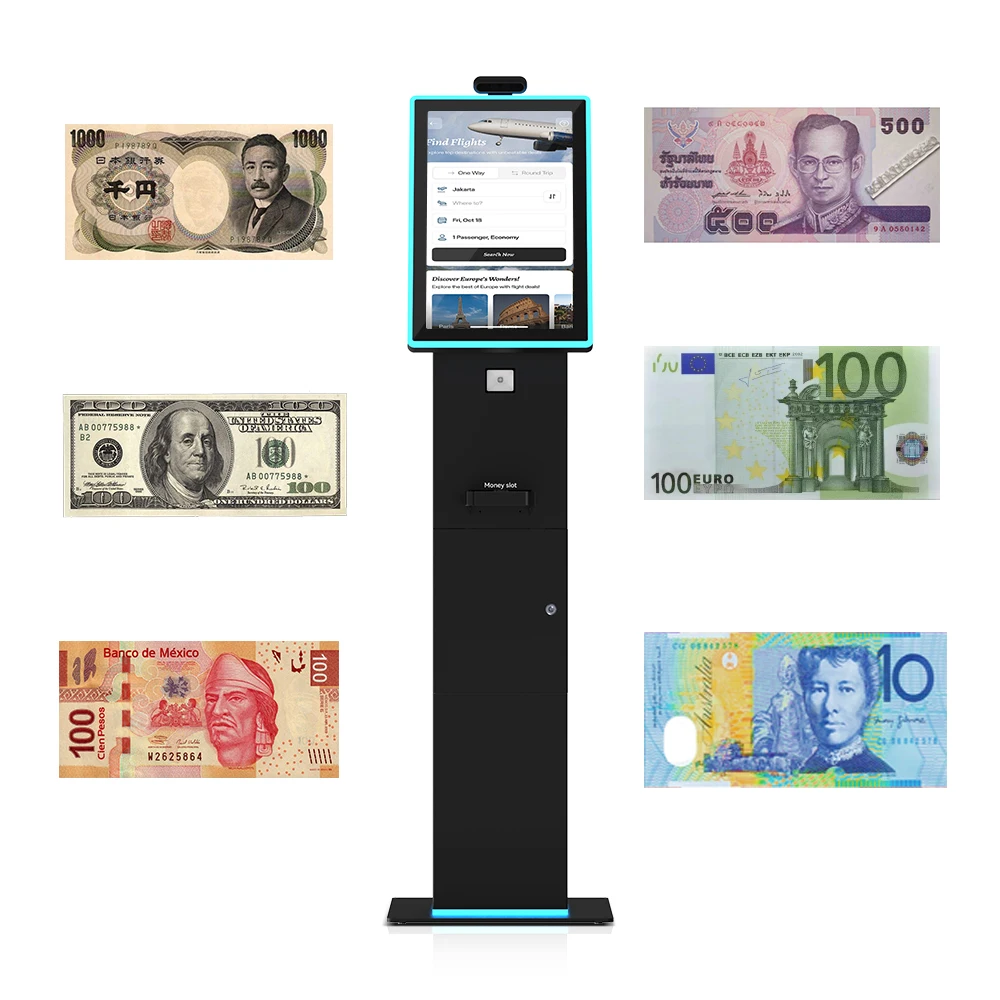 All One ATM Cash Deposit Mobile SIM Card Ticket Cash Redemption Terminal Kiosk Intel Core I3 8GB RAM SDK Support